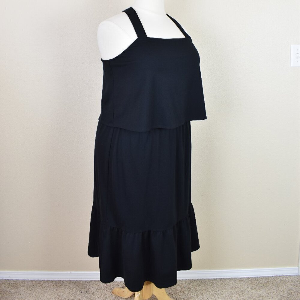 J. Jill Jersey Midi Tiered Dress Black - XL - Picture 8 of 9